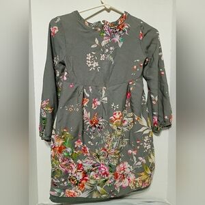 Zara Kids Floral Gray Dress 100% Cotton